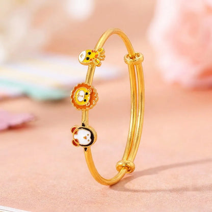 Silver Safari Fun Silver Kada – Giraffe, Lion & Penguin – Side silhouette
