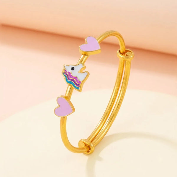 Silver Unicorn Dreams Silver Kada – Pink Hearts & Unicorn – gallery image 2