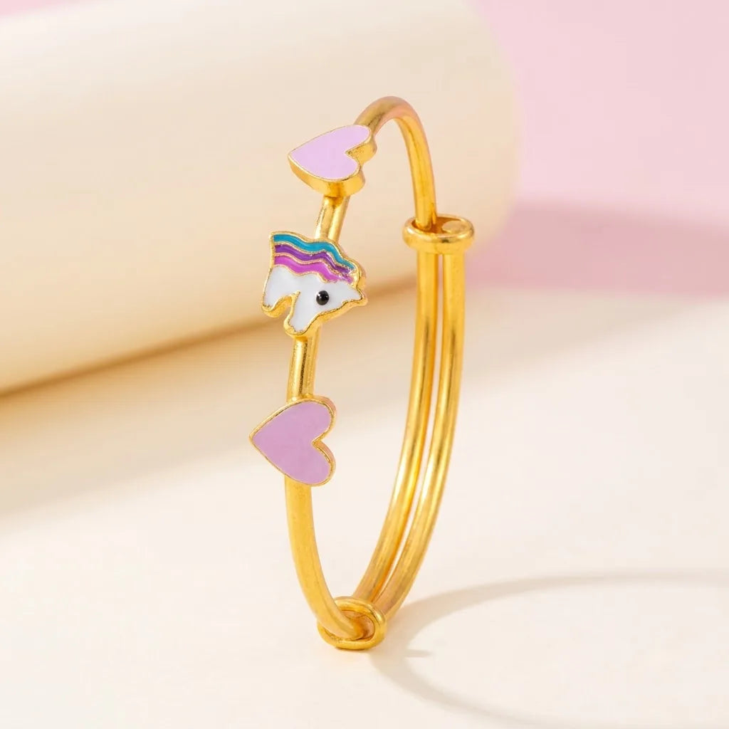 Silver Unicorn Dreams Silver Kada – Pink Hearts & Unicorn – gallery image 5