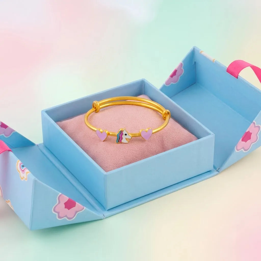 Silver Unicorn Dreams Silver Kada – Pink Hearts & Unicorn – gallery image 6