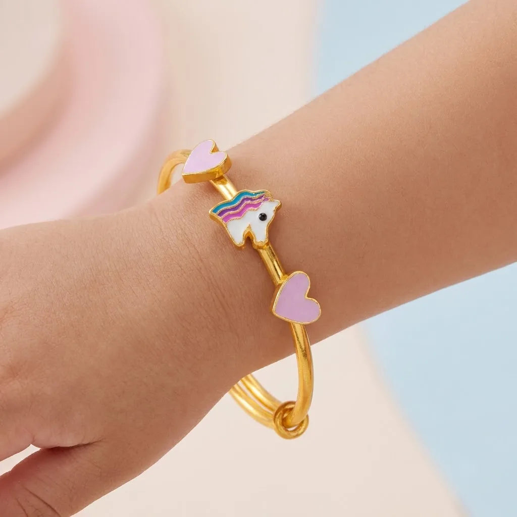 Silver Unicorn Dreams Silver Kada – Pink Hearts & Unicorn – gallery image 9