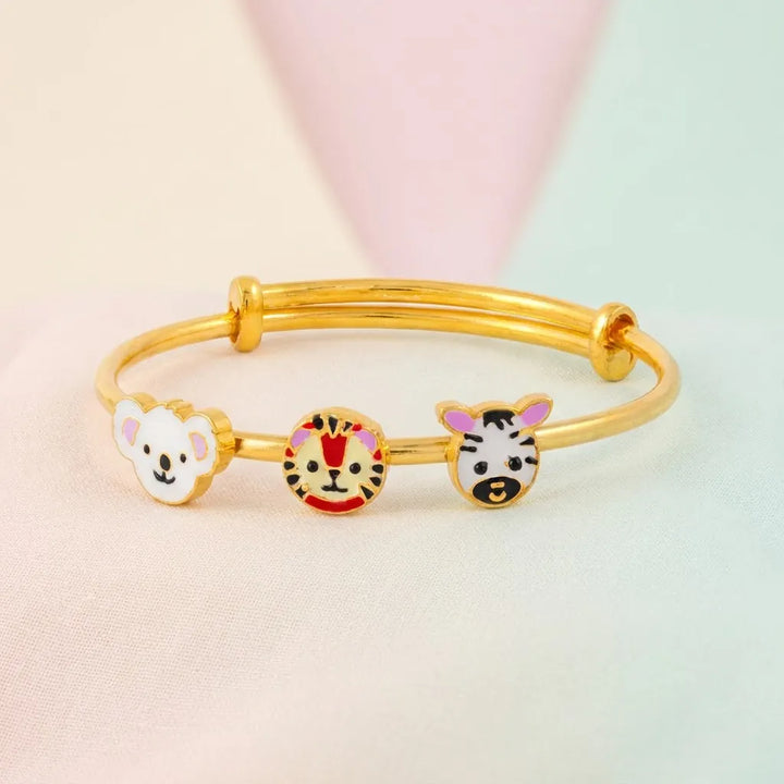 Silver Jungle Buddies Silver Kada – Koala, Lion & Zebra – main product image