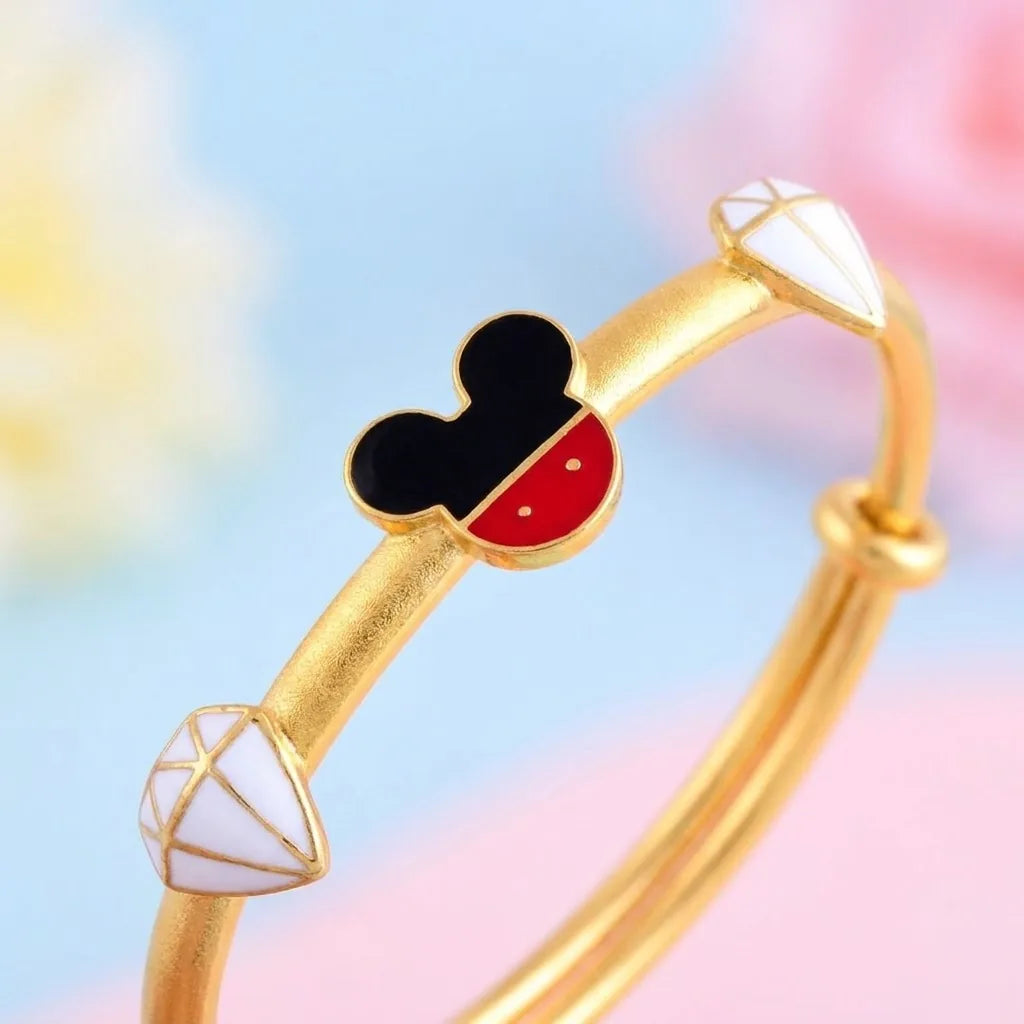 Silver Mickey Adjustable Silver Kada – Close-up product detail