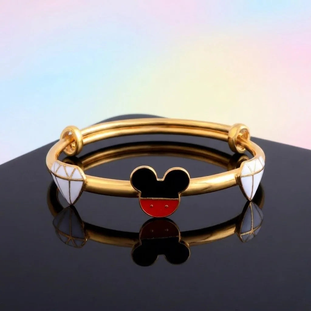 Silver Mickey Adjustable Silver Kada – Reflective studio view