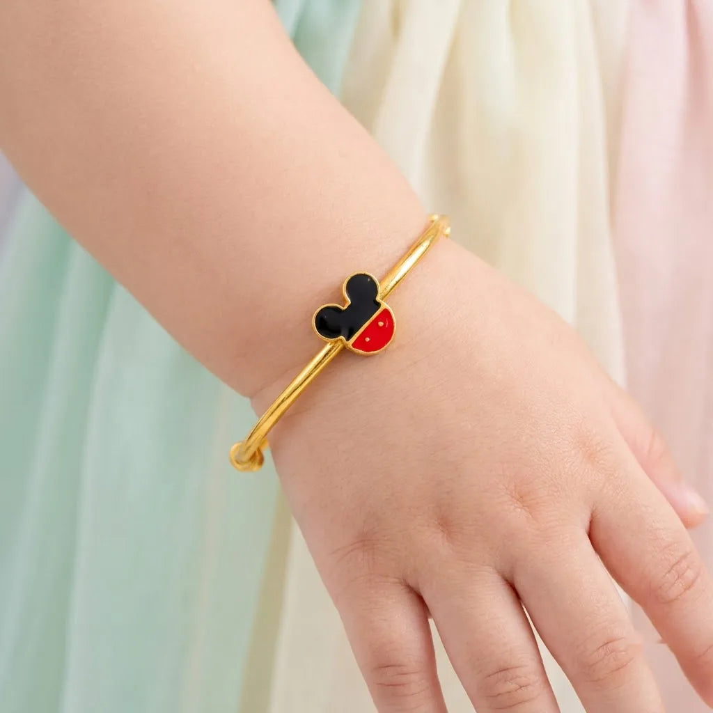 Silver Mickey Mouse Silver Kada – Product shown on a child’s wrist