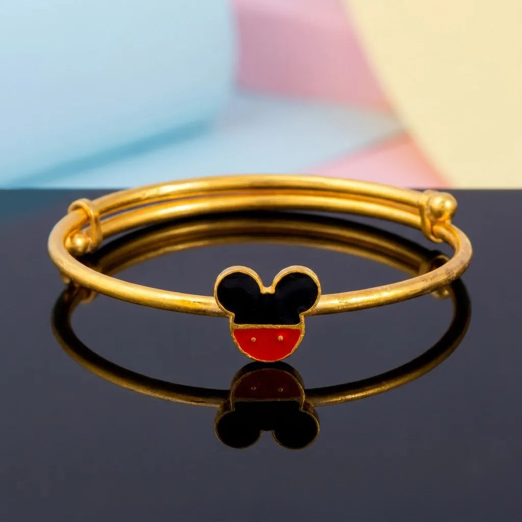 Silver Mickey Mouse Silver Kada – Reflective studio view