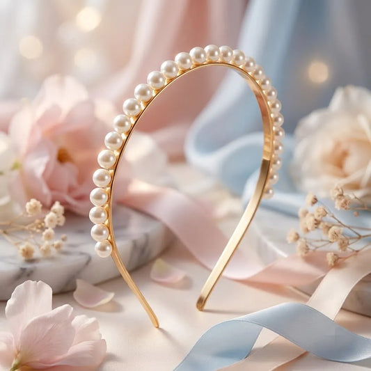 Silver Pearl Hair Band for Kids in Gold Plated Silver — Artistic Mood