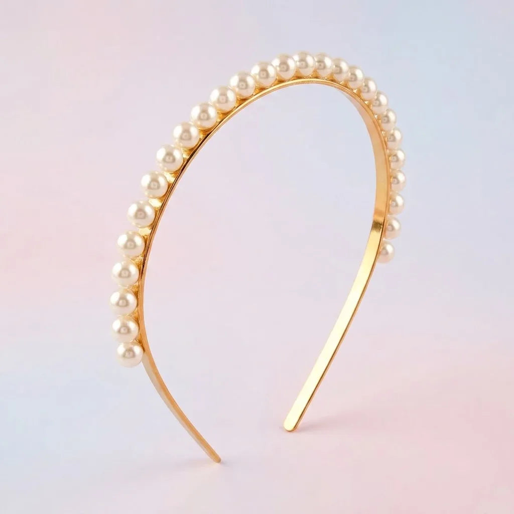 Silver Pearl Hair Band for Kids in Gold Plated Silver — Dynamic Form