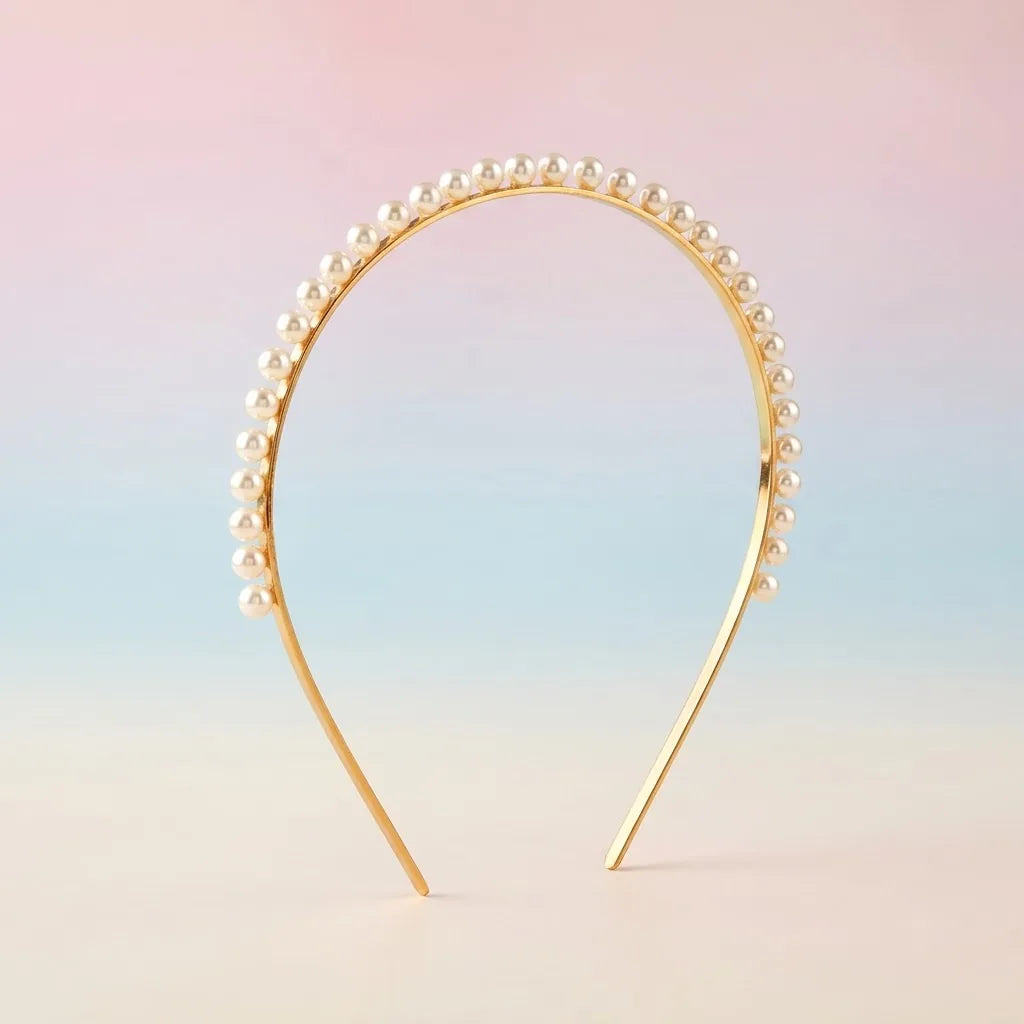 Silver Pearl Hair Band for Kids in Gold Plated Silver — Main Hero
