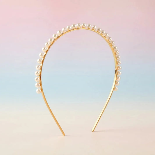 Silver Pearl Hair Band for Kids in Gold Plated Silver — Main Hero