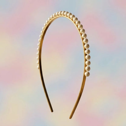 Silver Pearl Hair Band for Kids in Gold Plated Silver — Side Profile