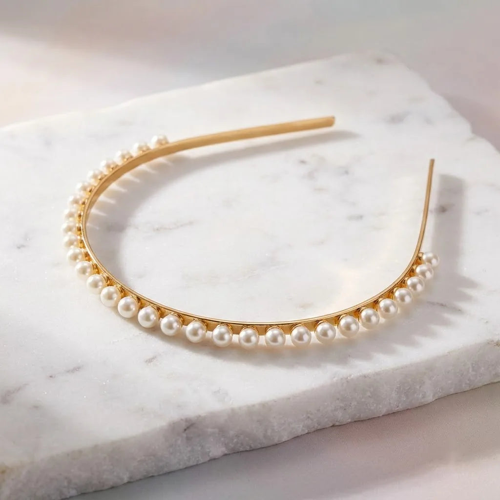 Silver Pearl Hair Band for Kids in Gold Plated Silver — Thematic Still Life