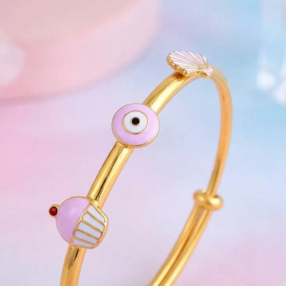 Silver Pink Evil Eye Adjustable Kada – Close-up product detail