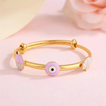 Silver Pink Evil Eye Adjustable Kada – Main product image