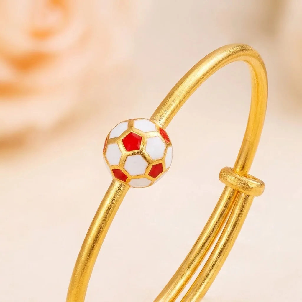 Silver Red Football Silver Kada – For Little Champions – Close-up product detail