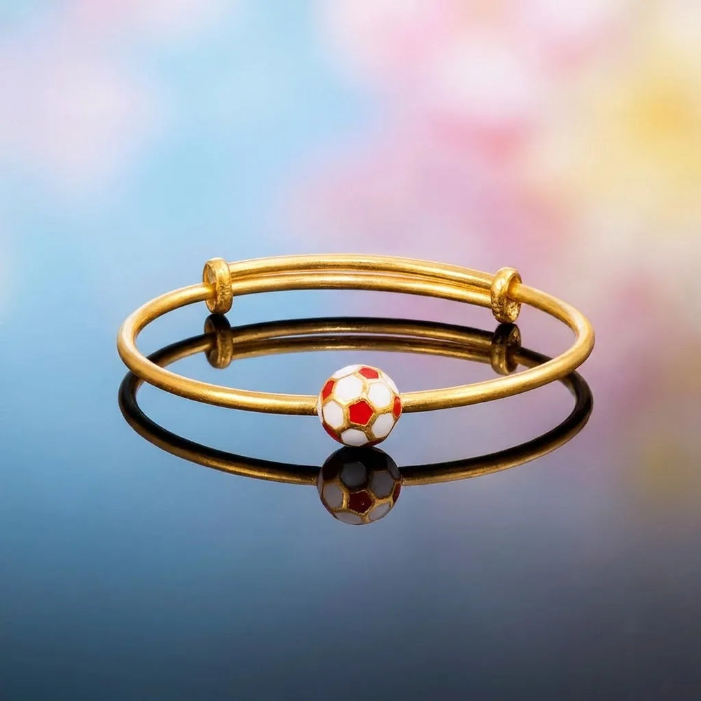 Silver Red Football Silver Kada – For Little Champions – Reflective studio view