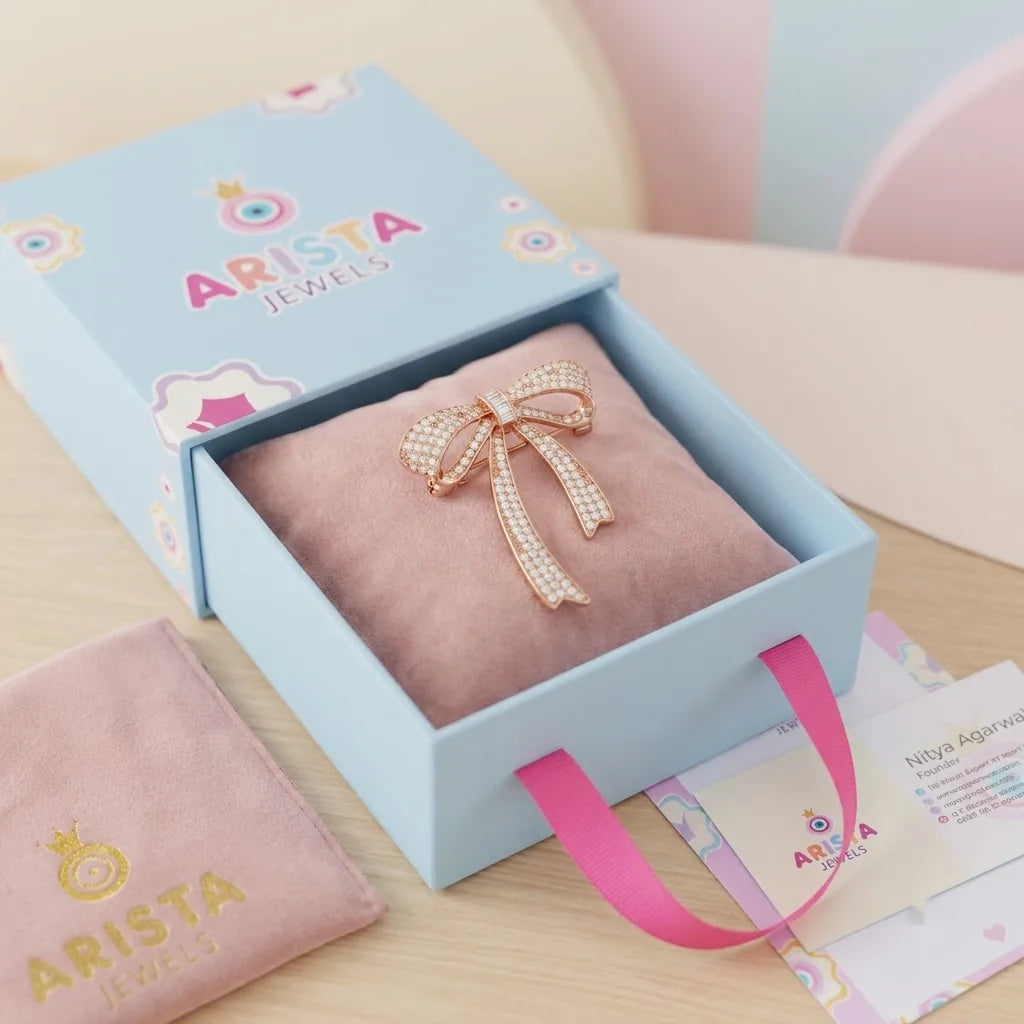 Silver Ribbon Silver Brooch for Kids — Packaging