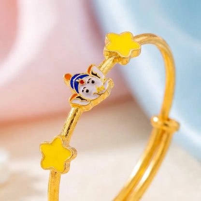 Silver Divine Blessings Silver Kada – Lord Ganesha with Star Charms – gallery image 2