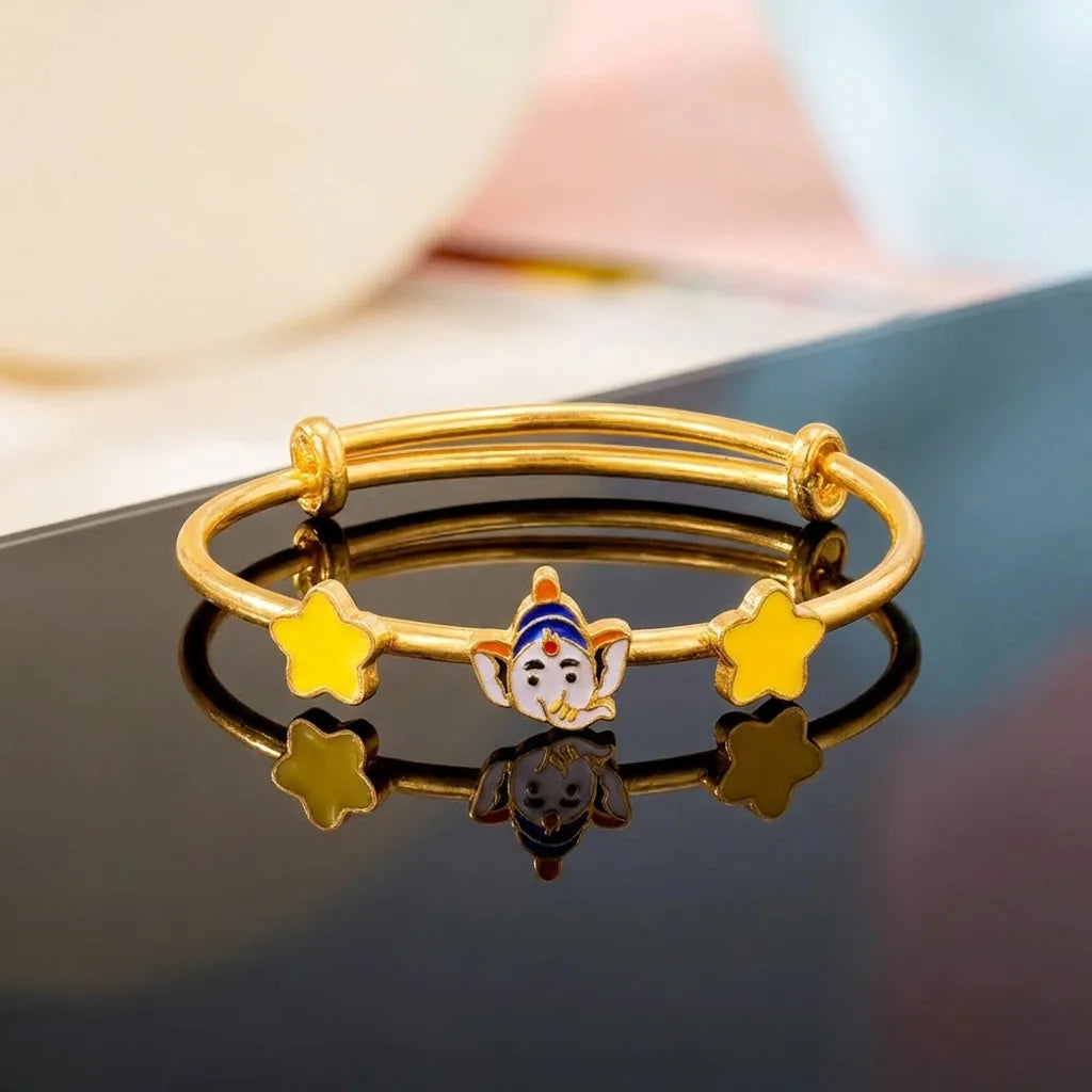 Silver Divine Blessings Silver Kada – Lord Ganesha with Star Charms – gallery image 4