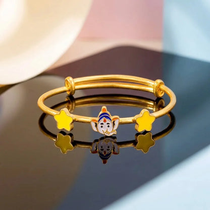 Silver Divine Blessings Silver Kada – Lord Ganesha with Star Charms – gallery image 5