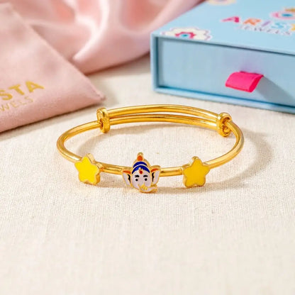 Silver Divine Blessings Silver Kada – Lord Ganesha with Star Charms – gallery image 7