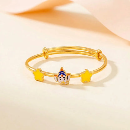Silver Divine Blessings Silver Kada – Lord Ganesha with Star Charms – main product image