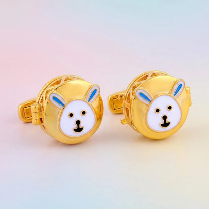 Silver Sterling Silver Cufflink Bunny Face for Newborn to 15 Years | Hypoallergenic – main hero