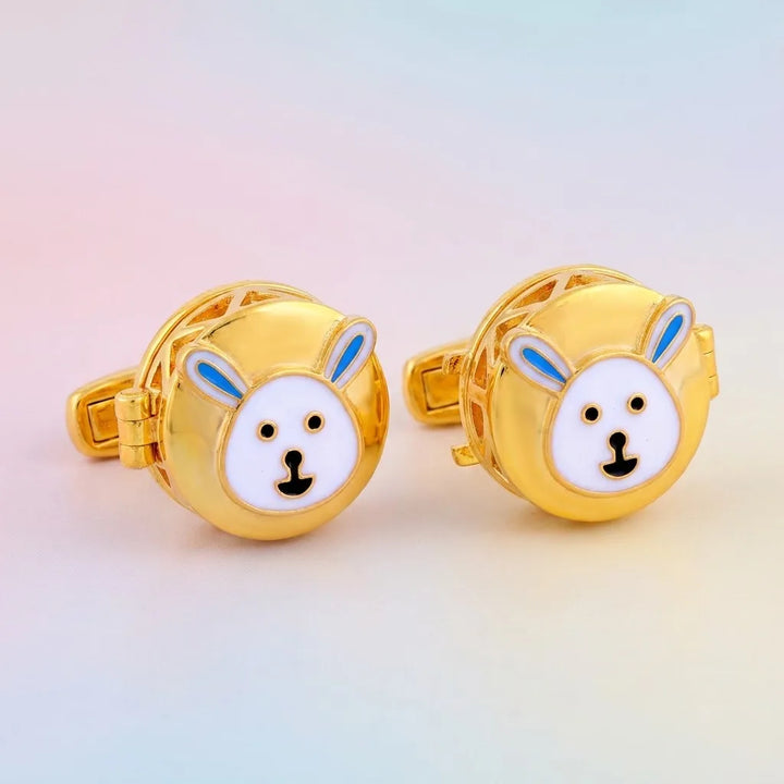 Silver Sterling Silver Cufflink Bunny Face for Newborn to 15 Years | Hypoallergenic – main hero