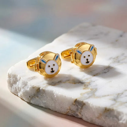 Silver Sterling Silver Cufflink Bunny Face for Newborn to 15 Years | Hypoallergenic – thematic still life