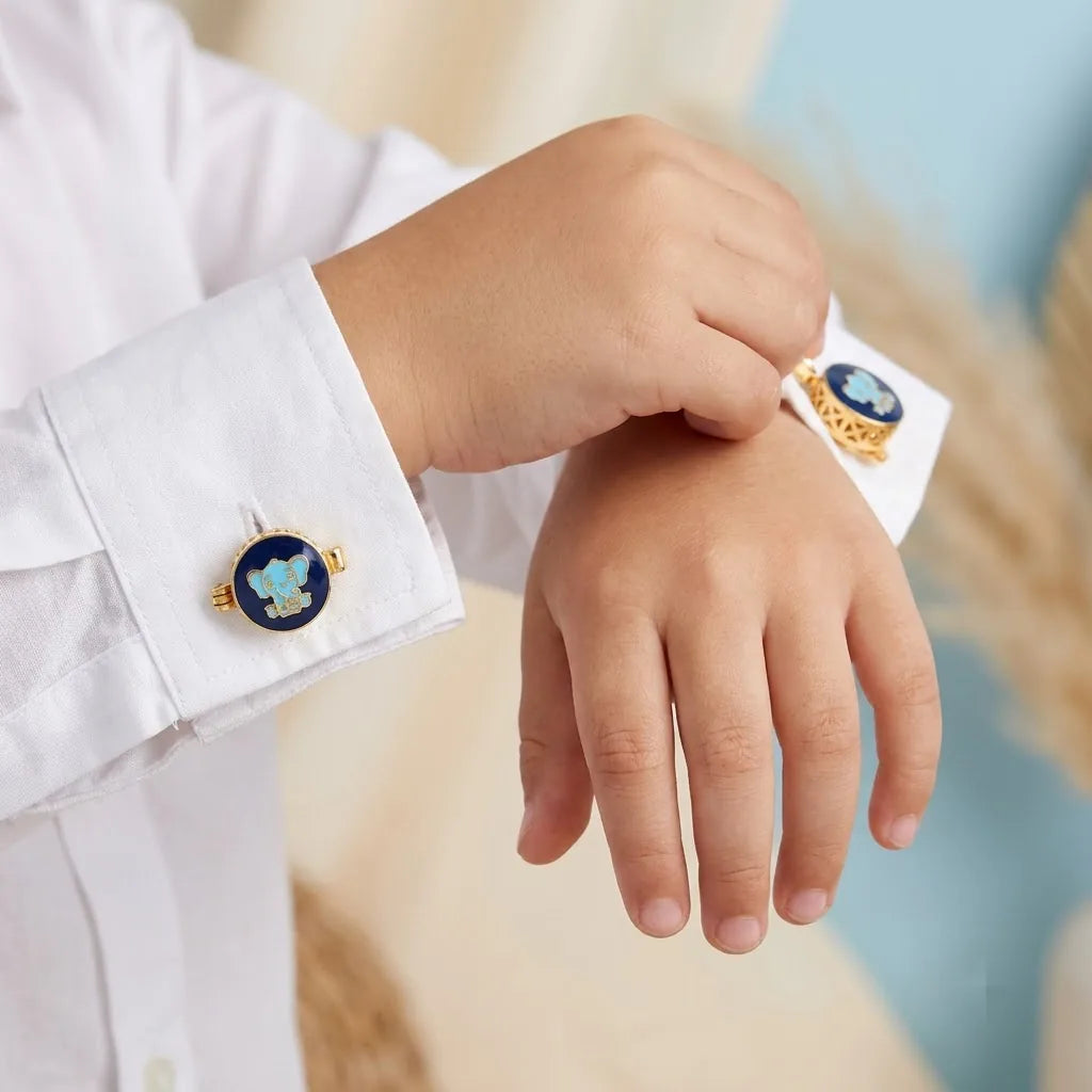 Silver Sterling Silver Cufflink Elephant for Newborn to 15 Years | Hypoallergenic – human scale