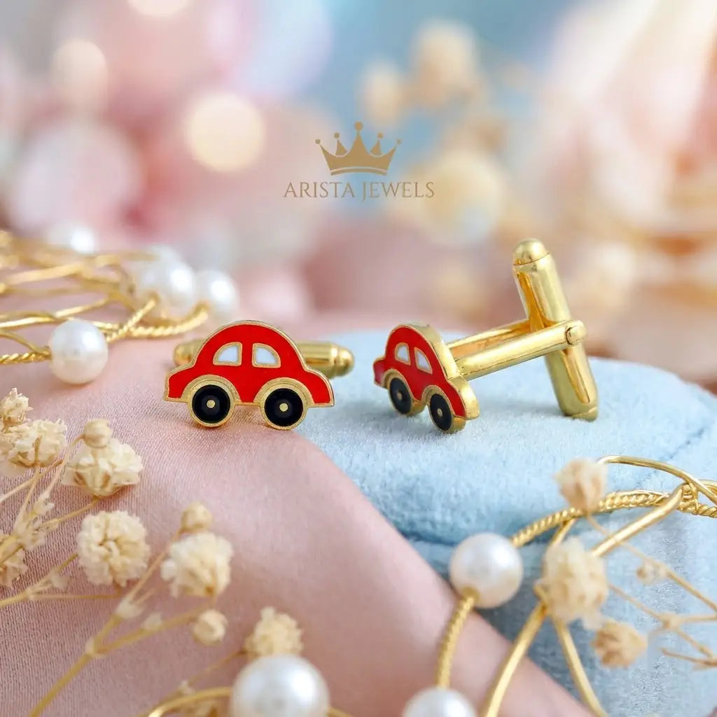Silver Sterling Silver Cufflink Red Car for Newborn to 15 Years | Hypoallergenic – artistic mood