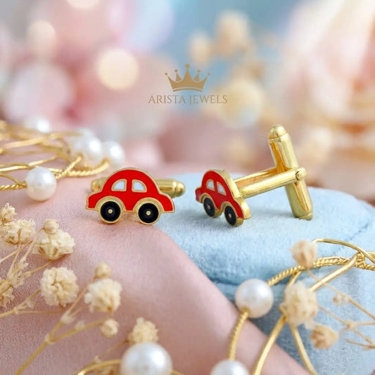 Silver Sterling Silver Cufflink Red Car for Newborn to 15 Years | Hypoallergenic – artistic mood