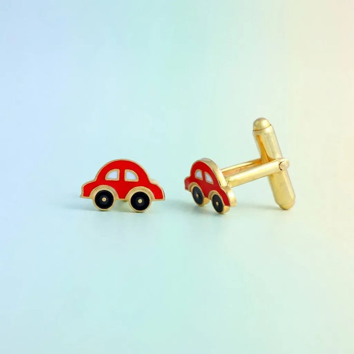 Silver Sterling Silver Cufflink Red Car for Newborn to 15 Years | Hypoallergenic – main hero