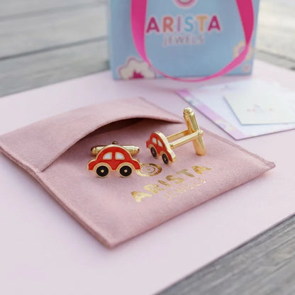 Silver Sterling Silver Cufflink Red Car for Newborn to 15 Years | Hypoallergenic – packaging