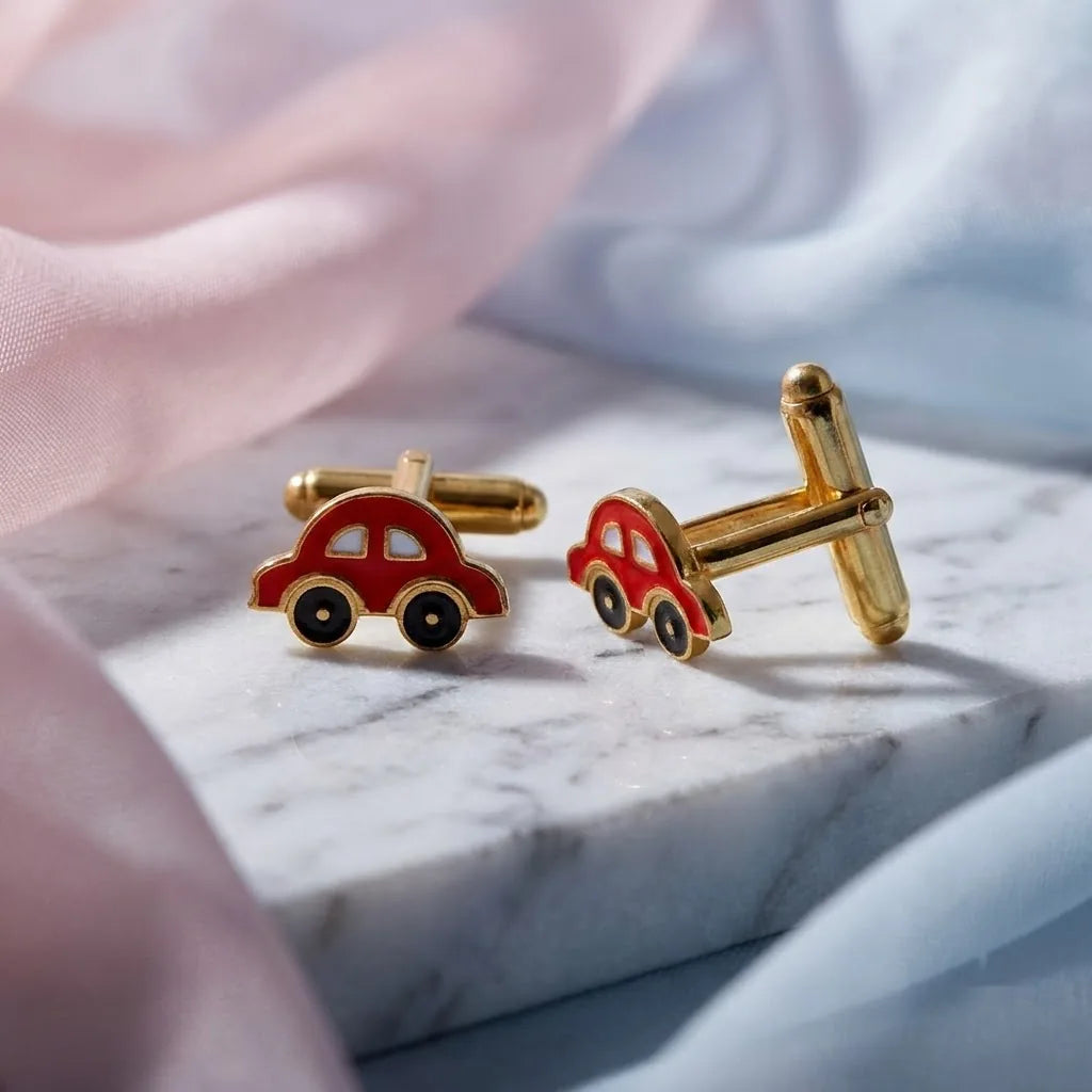 Silver Sterling Silver Cufflink Red Car for Newborn to 15 Years | Hypoallergenic – thematic still life