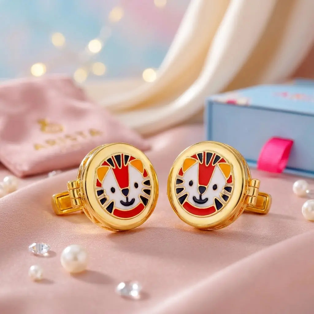 Silver Sterling Silver Cufflink Tiger Face for Newborn to 15 Years | Hypoallergenic — Artistic Mood