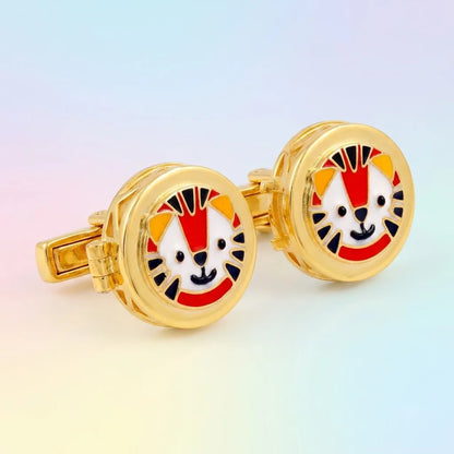 Silver Sterling Silver Cufflink Tiger Face for Newborn to 15 Years | Hypoallergenic — Dynamic Form