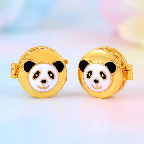 Silver Panda Face Kids Cufflink in Gold Plated Silver — Dynamic Form