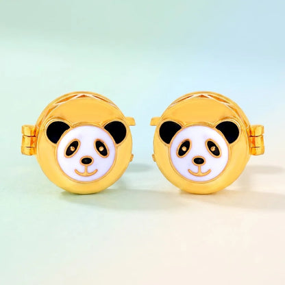 Silver Panda Face Kids Cufflink in Gold Plated Silver — Main Hero