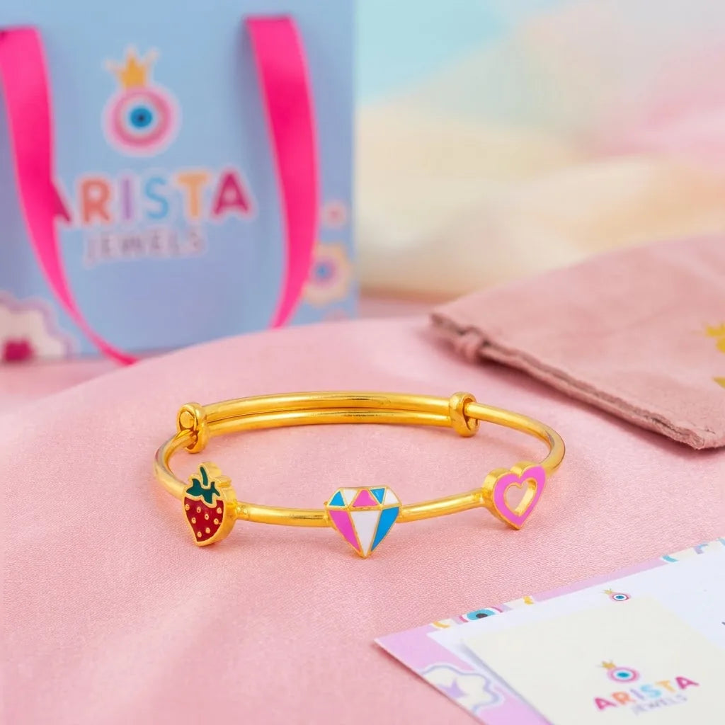 Silver Strawberry Diamond Heart Kada – Artistic styled product image