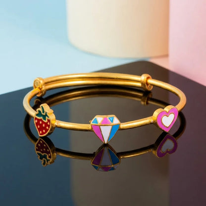 Silver Strawberry Diamond Heart Kada – Reflective studio view