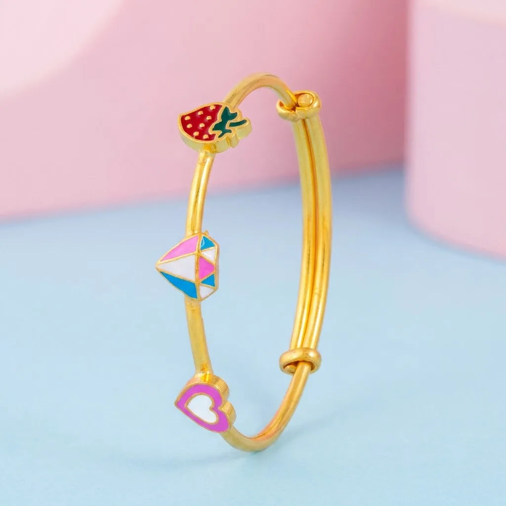 Silver Strawberry Diamond Heart Kada – Side silhouette
