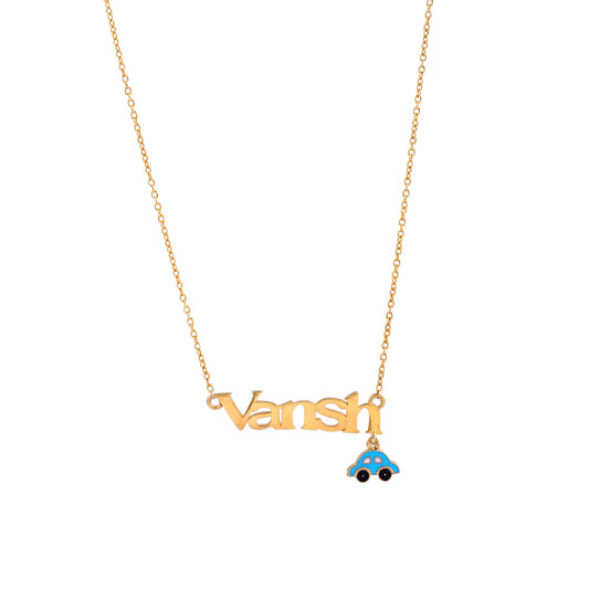 Blue Car Letter Vansh Necklace - Arista Jewels