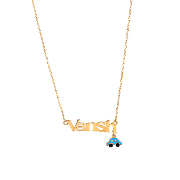 Blue Car Letter Vansh Necklace - Arista Jewels
