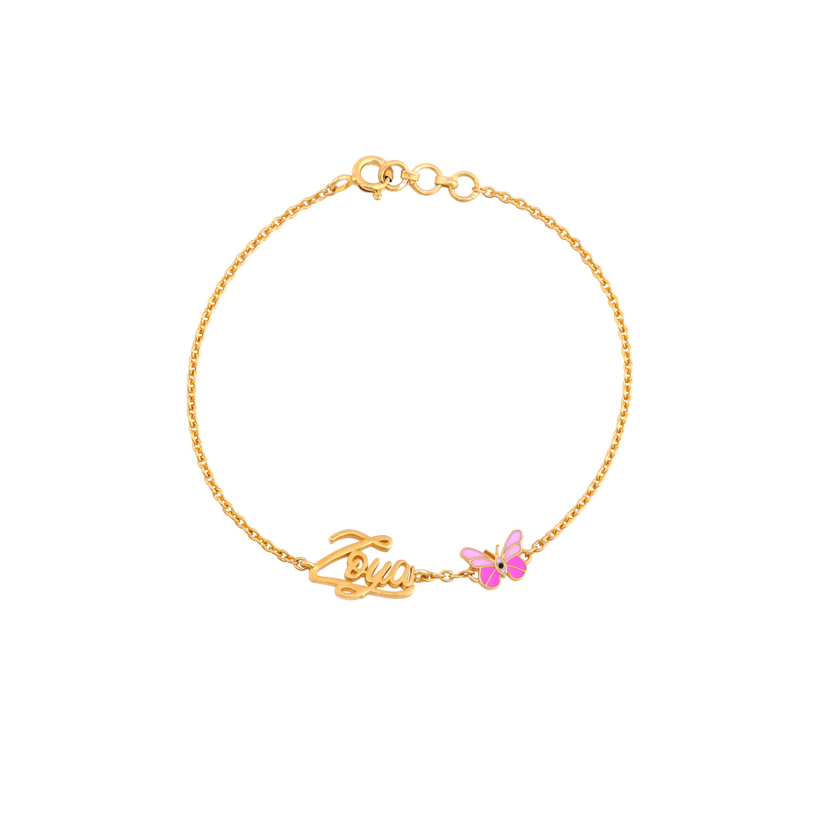 Pink Butterfly letter Zoya Bracelet - Arista Jewels