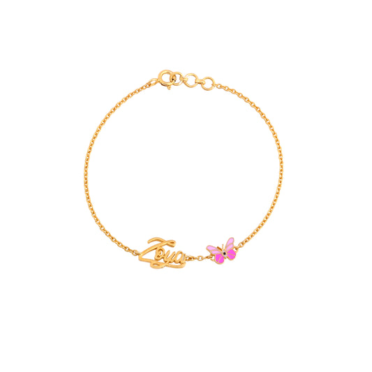 Pink Butterfly letter Zoya Bracelet - Arista Jewels